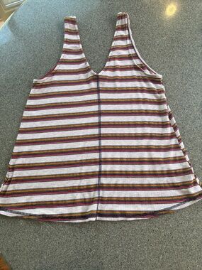 Striped V-Neck Sleeveless Tank Top - Multicolor